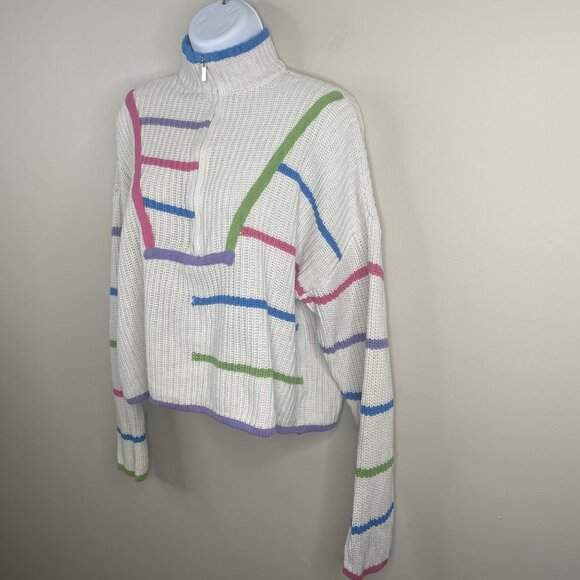 Vintage Womens Chunky Apres Ski Quarter Zip Crop Sweater Small Hipster Snowboard - Picture 7 of 11